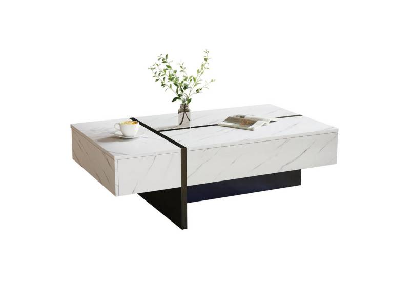 Gotagee Couchtisch Marmormuster Hochglanz Tischplatte Unregelmäßiges Design von Gotagee
