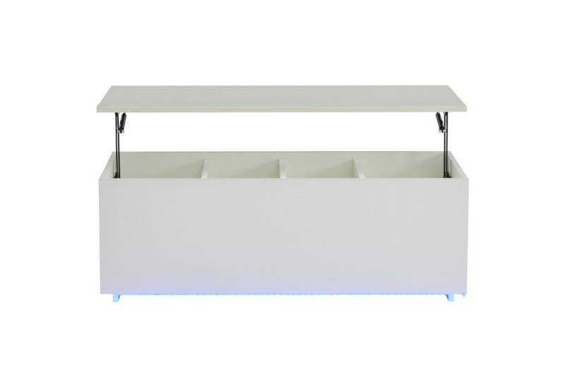 Gotagee Couchtisch Moderner weißer Hochglanz-Teetisch 100 x 50 x 35 cm Beistelltisch, Mit LED-Beleuchtung und verstecktem Stauraum von Gotagee