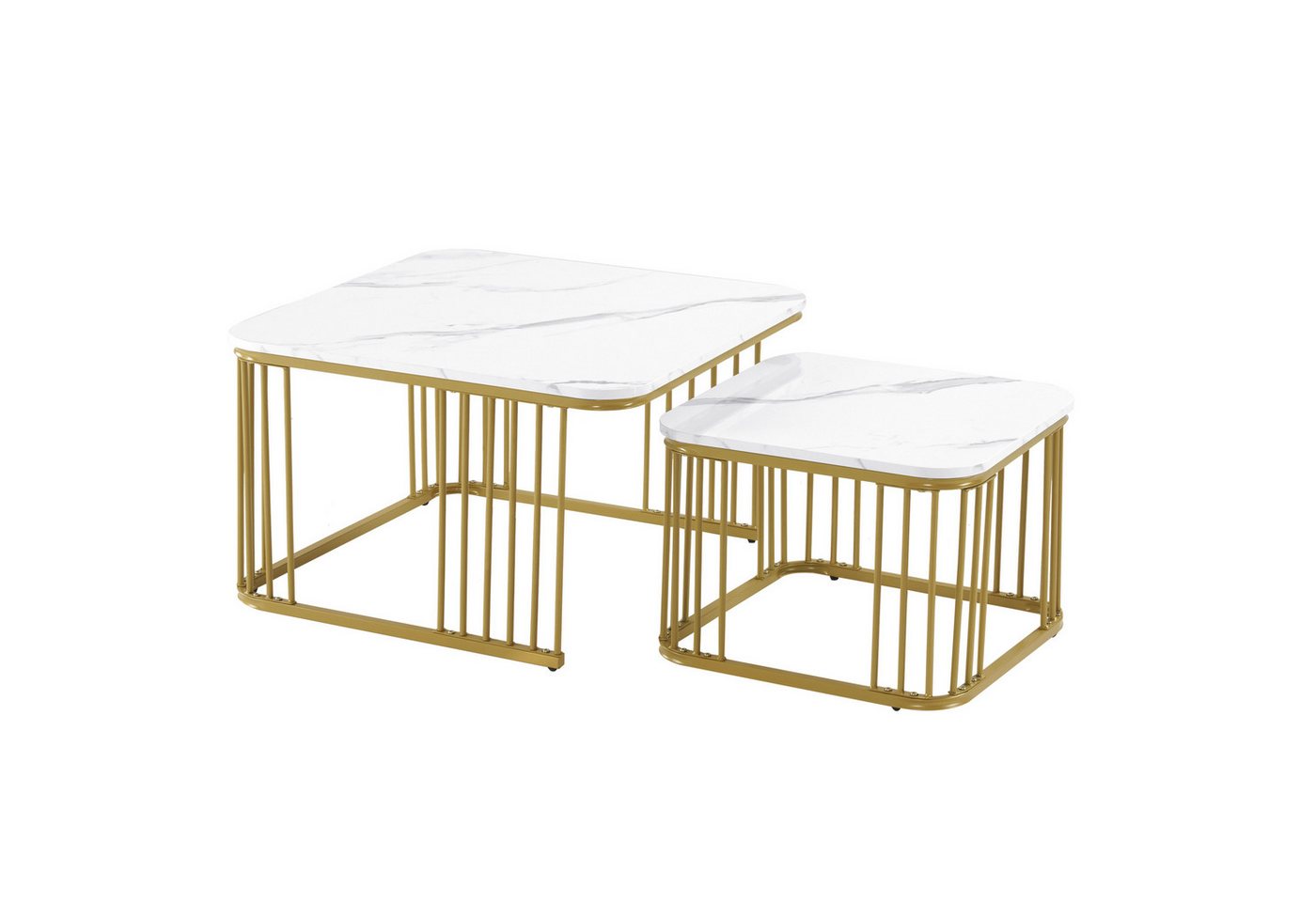 Gotagee Couchtisch Quadratische Hochglanz Beistelltisch Wohnzimmertisch Schiebbare Tische, 70x70x45cm und 50x50x36,5cm, vielseitig einsetzbar von Gotagee