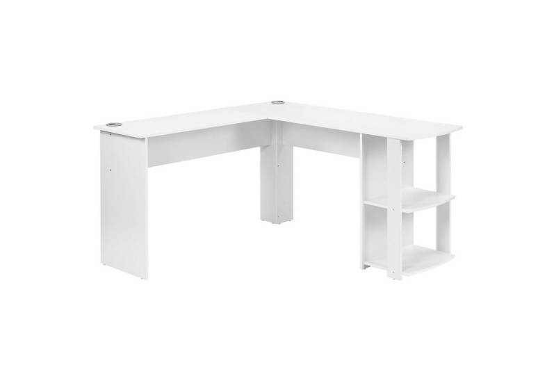 Gotagee Eckschreibtisch 140 CM Computertisch Schreibtisch L-förm Schreibtisch Wohnzimmertisch, mit 2 Ablagen,H75/B140/L140 CM Weiß von Gotagee