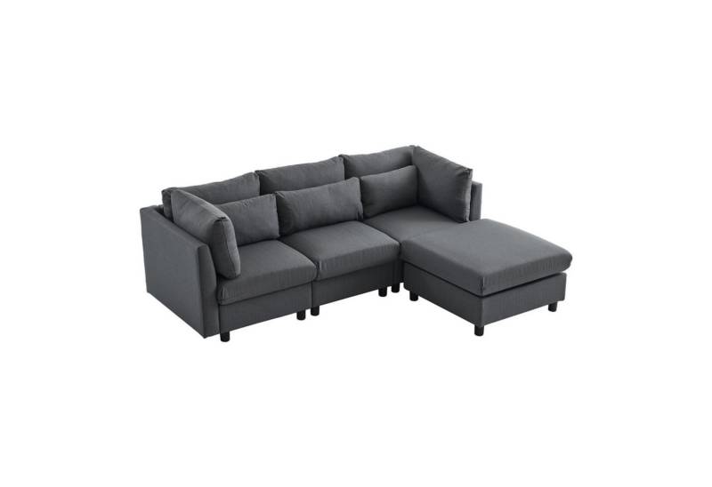 Gotagee Ecksofa Dreisitzer-Sofa Polstermöbel Stoffsofa mit Fußhocker Wohnzimmersofa, Wohnzimmersofa, Ecksofa mit Fußhocker, L-förmiges Ecksofa von Gotagee