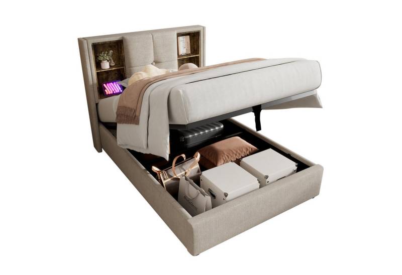 Gotagee Einzelbett Jugendbett Polsterbett Multifunktionsbett flaches Bett 90 x 200 cm, Mit Matratze von Gotagee