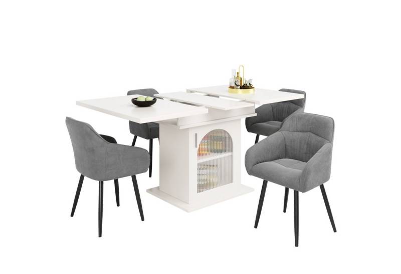 Gotagee Essgruppe Ausziehbares Esstisch-Set Esstisch+4 Stühlen Esszimmermöbel Modern von Gotagee