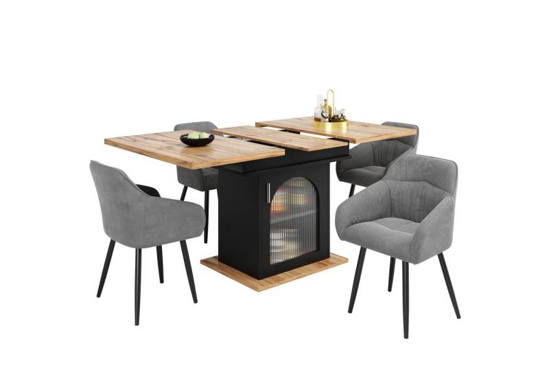 Gotagee Essgruppe Ausziehbares Esstisch-Set Esstisch+4 Stühlen Esszimmermöbel Modern von Gotagee