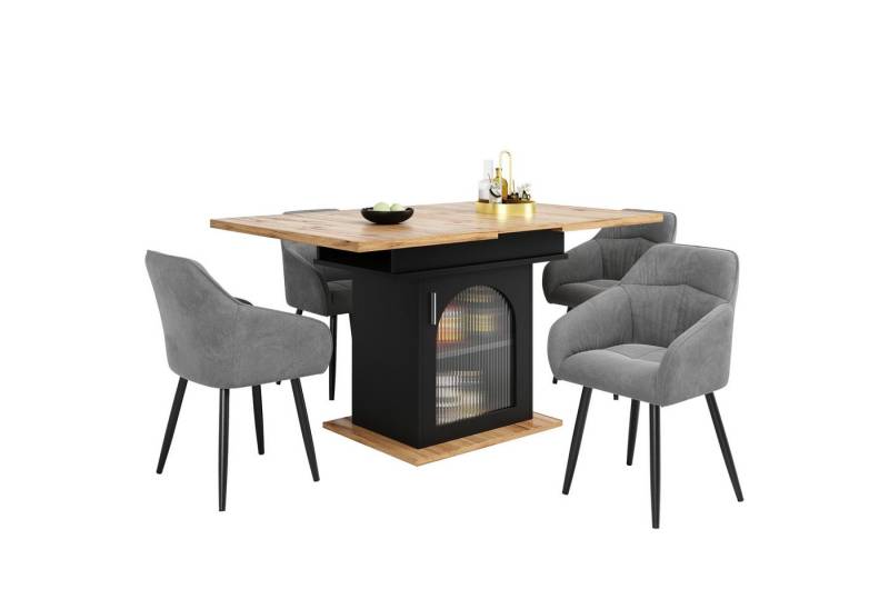 Gotagee Essgruppe Ausziehbares Esstisch-Set Esstisch+4 Stühlen Esszimmermöbel Modern von Gotagee