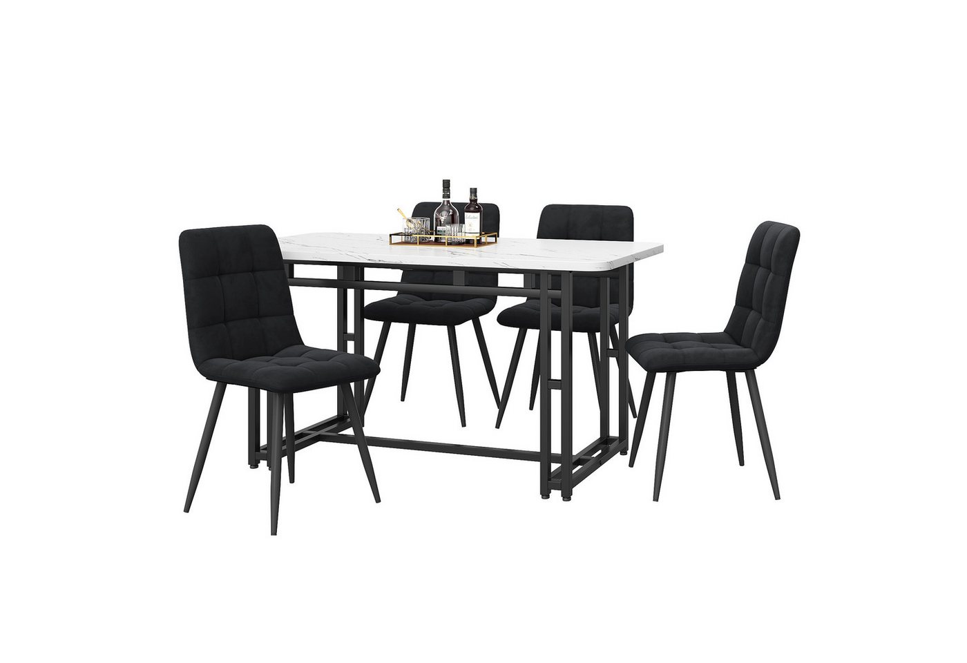 Gotagee Essgruppe Esstisch Esszimmertisch-Set(5-tlg) Sitzgruppe mit 4 Stühlen 70 x 120cm von Gotagee