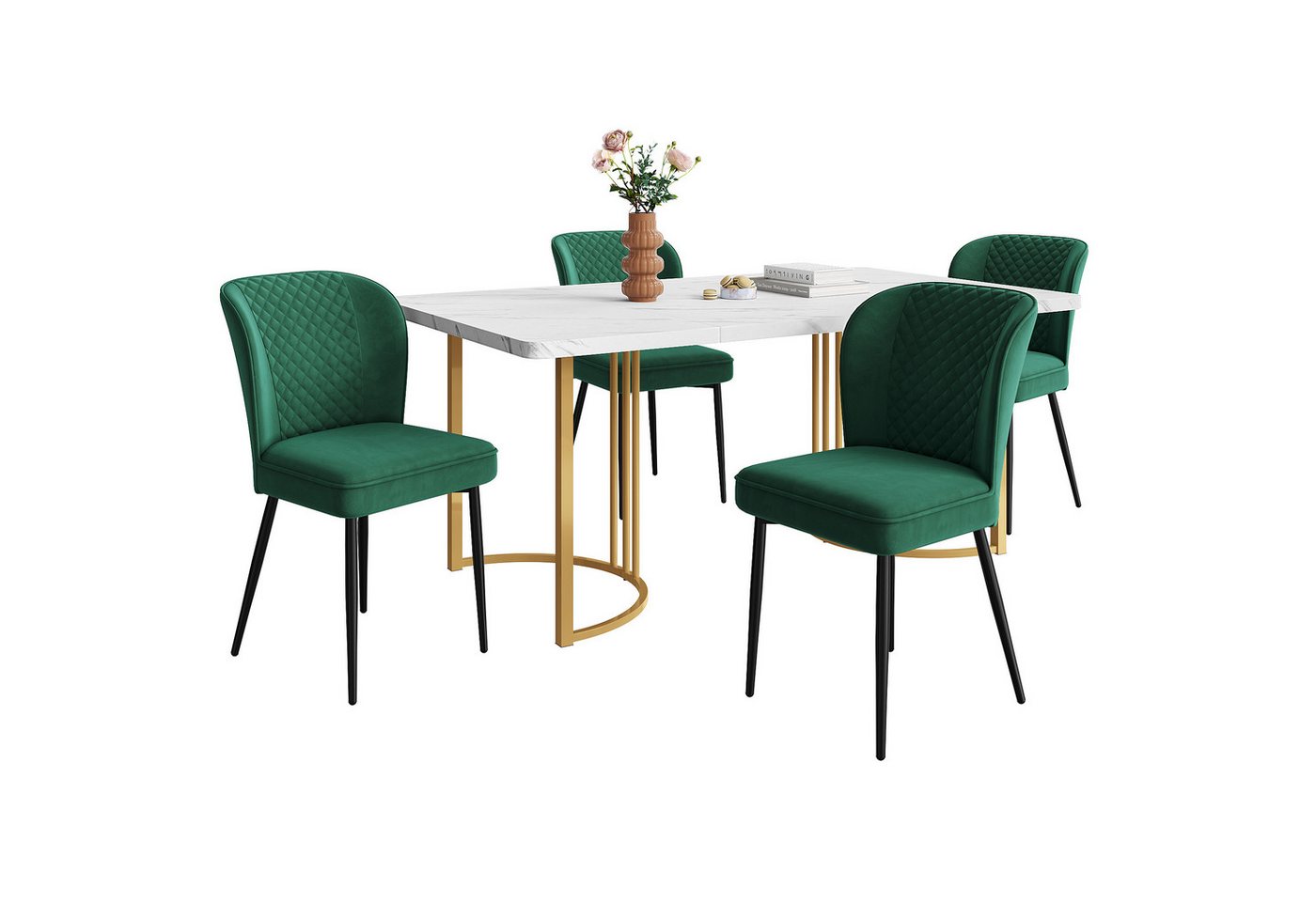 Gotagee Essgruppe Esstisch Esszimmertisch-Set(5-tlg) mit 4 Stühlen Sitzgruppe 80 x 140cm von Gotagee