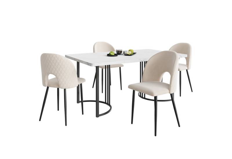 Gotagee Essgruppe Esstisch Küchentisch Set (5-tlg) 140×80cm Sitzgruppe mit 4 Stühlen von Gotagee