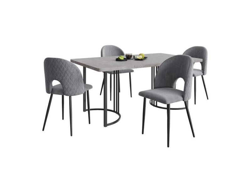 Gotagee Essgruppe Esstisch Küchentisch Set (5-tlg) mit 4 Stühlen Sitzgruppe 140×80cm von Gotagee
