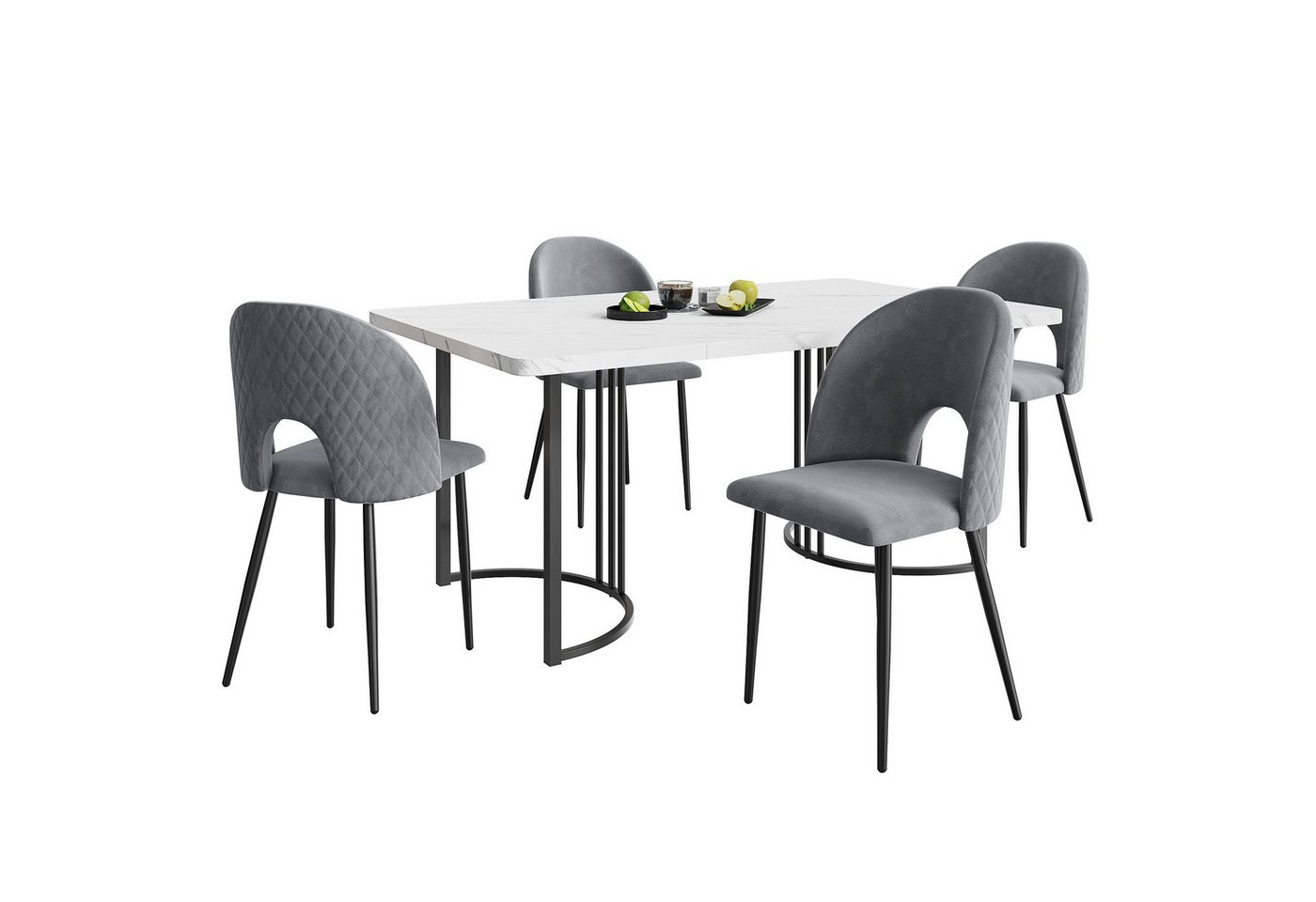 Gotagee Essgruppe Esstisch Küchentisch Set (5-tlg) mit 4 Stühlen Sitzgruppe 140×80cm von Gotagee