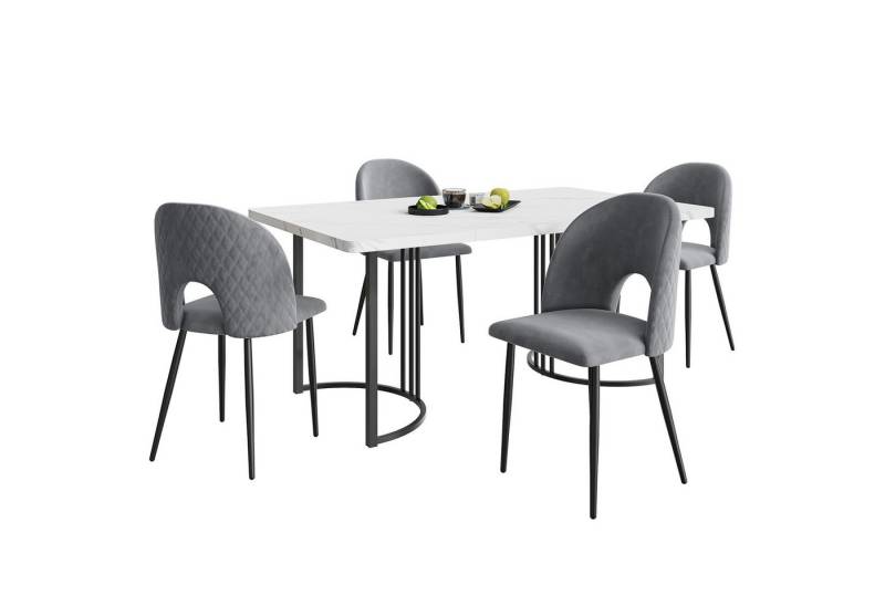 Gotagee Essgruppe Esstisch Küchentisch Set (5-tlg) mit 4 Stühlen Sitzgruppe 140×80cm von Gotagee