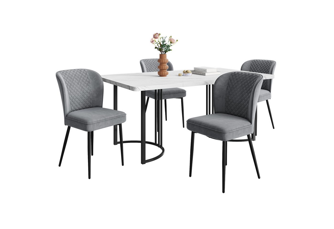 Gotagee Essgruppe Esstisch mit 4 Stühlen Esszimmertisch-Set(5-tlg) Sitzgruppe 80 x 140cm von Gotagee