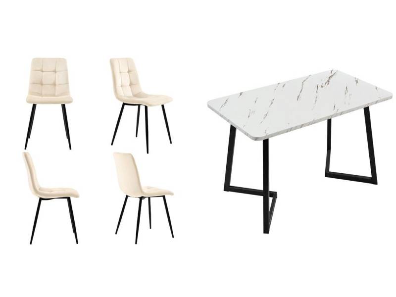 Gotagee Essgruppe Esszimmertisch-Set(5-tlg) Esstisch 68 x 117cm mit 4 Stühlen Sitzgruppe von Gotagee