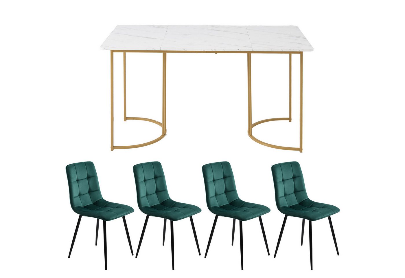 Gotagee Essgruppe Esszimmertisch-Set(5-tlg) Esstisch 80 x 140cm mit 4 Stühlen Sitzgruppe von Gotagee