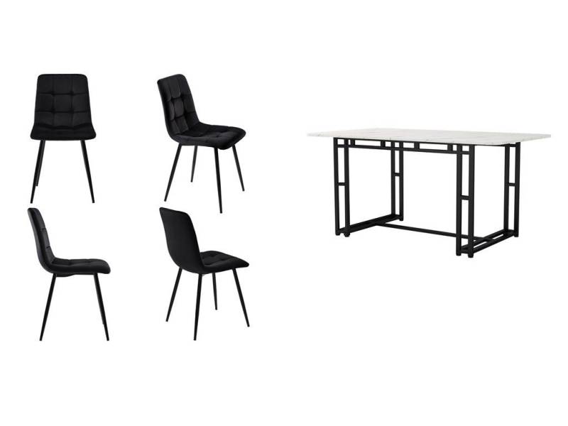 Gotagee Essgruppe Esszimmertisch-Set(5-tlg) Esstisch 80 x 140cm mit 4 Stühlen Sitzgruppe von Gotagee