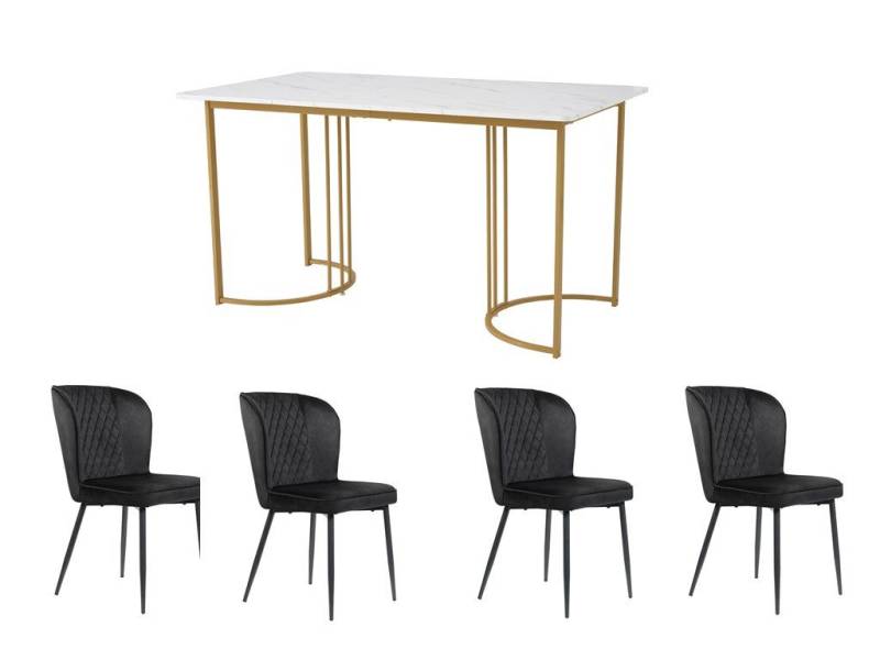 Gotagee Essgruppe Esszimmertisch-Set(5-tlg) Esstisch 80 x 140cm mit 4 Stühlen Sitzgruppe von Gotagee