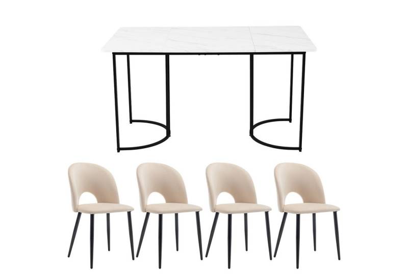 Gotagee Essgruppe Küchentisch Set (5-tlg) Esstisch 140×80cm mit 4 Stühlen Sitzgruppe von Gotagee