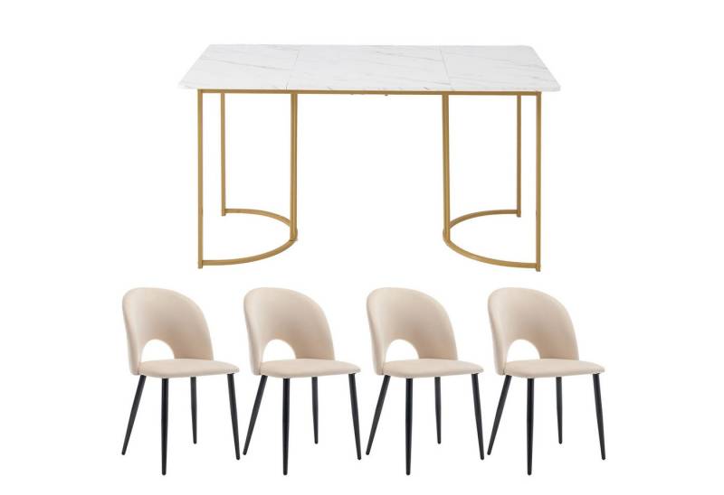 Gotagee Essgruppe Küchentisch Set (5-tlg) Esstisch 140×80cm mit 4 Stühlen Sitzgruppe von Gotagee
