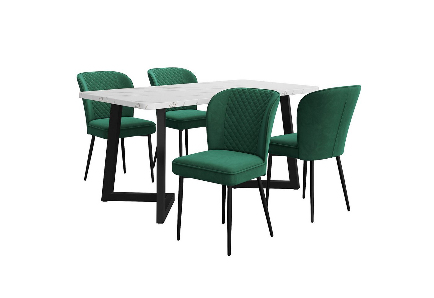 Gotagee Essgruppe Küchentisch Set Sitzgruppe 117×68×75 Esstisch mit 4 Stühlen, mit Rückenlehne,MDF Tischplatte in Weißer,Schwarz Tischbeine Gotagee Essgruppe Küchentisch Set Sitzgruppe 117×68×75 Esstisch mit 4 Stühlen, mit Rückenlehne,MDF Tischplatte in Weißer,Schwarz Tischbeine von Gotagee