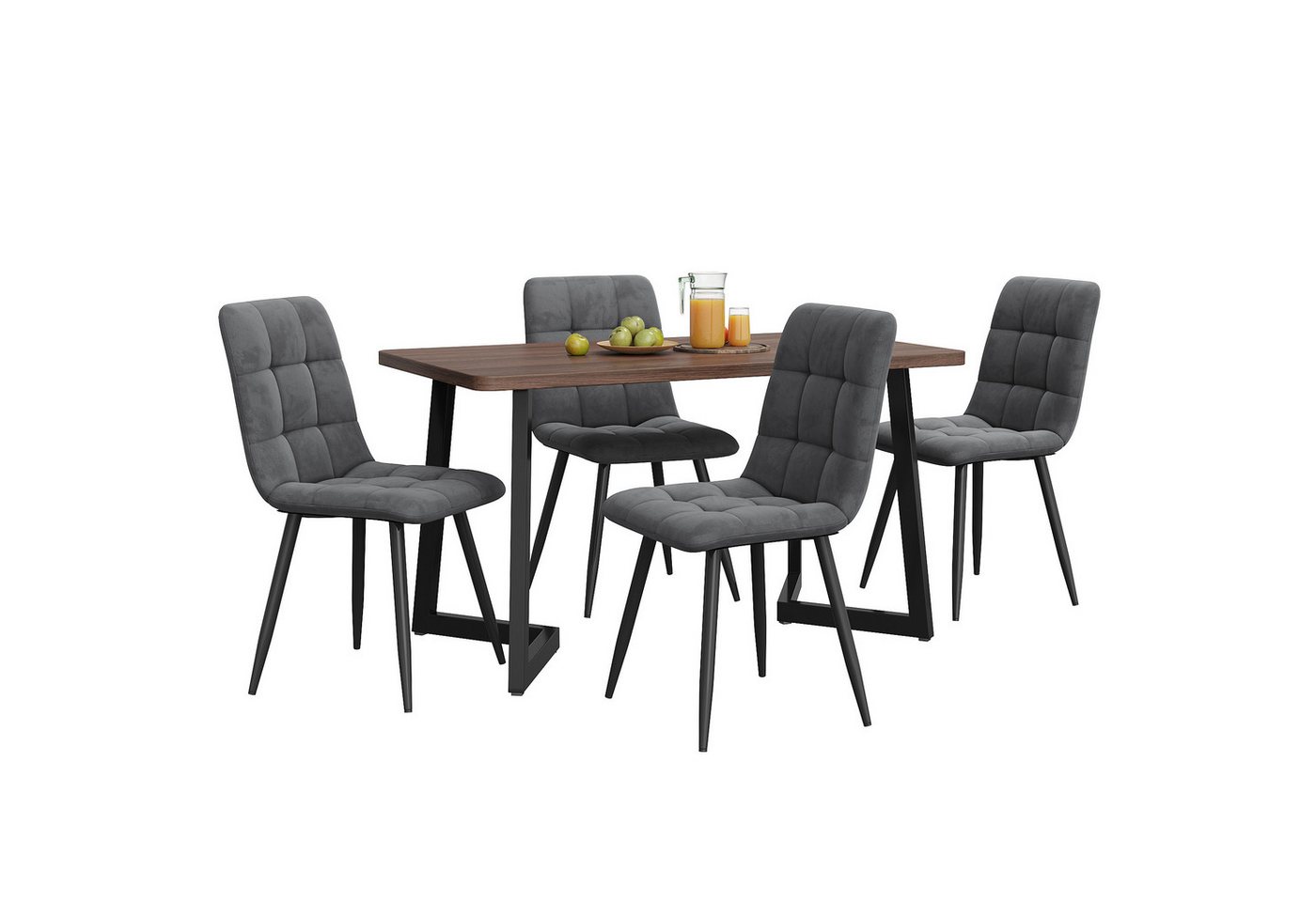 Gotagee Essgruppe Set Küchentisch Esstisch mit 4 Stühlen Set Samt Esszimmerstühle Gotagee Essgruppe Set Küchentisch Esstisch mit 4 Stühlen Set Samt Esszimmerstühle von Gotagee
