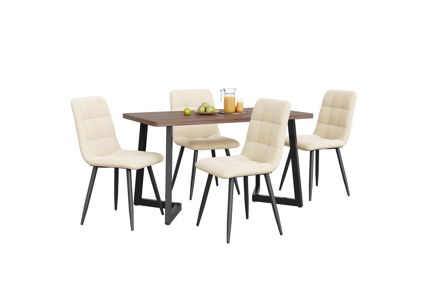Gotagee Essgruppe Set Küchentisch Esstisch mit 4 Stühlen Set Samt Esszimmerstühle Gotagee Essgruppe Set Küchentisch Esstisch mit 4 Stühlen Set Samt Esszimmerstühle von Gotagee