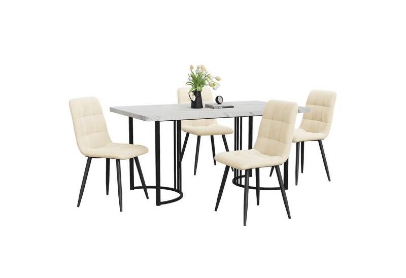 Gotagee Essgruppe mit 4 Stühlen Sitzgruppe Küchentisch Set (5-tlg) Esstisch 140×80cm von Gotagee
