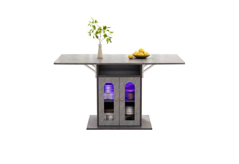 Gotagee Esstisch Moderner Couchtisch Teetisch Schreibtisch Tisch Klapptisch mit LED, mit integriertem Stauraum maximal erweiterbare Tischplatte 140×78 cm von Gotagee