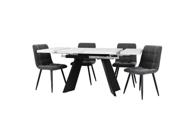 Gotagee Esszimmer-Set Essgruppe 5-tlg 160×80×75cm Esstisch-Set Ausziehbares Esstischset, Esstisch mit Flache Tischbeine. Gotagee Esszimmer-Set Essgruppe 5-tlg 160×80×75cm Esstisch-Set Ausziehbares Esstischset, Esstisch mit Flache Tischbeine. von Gotagee