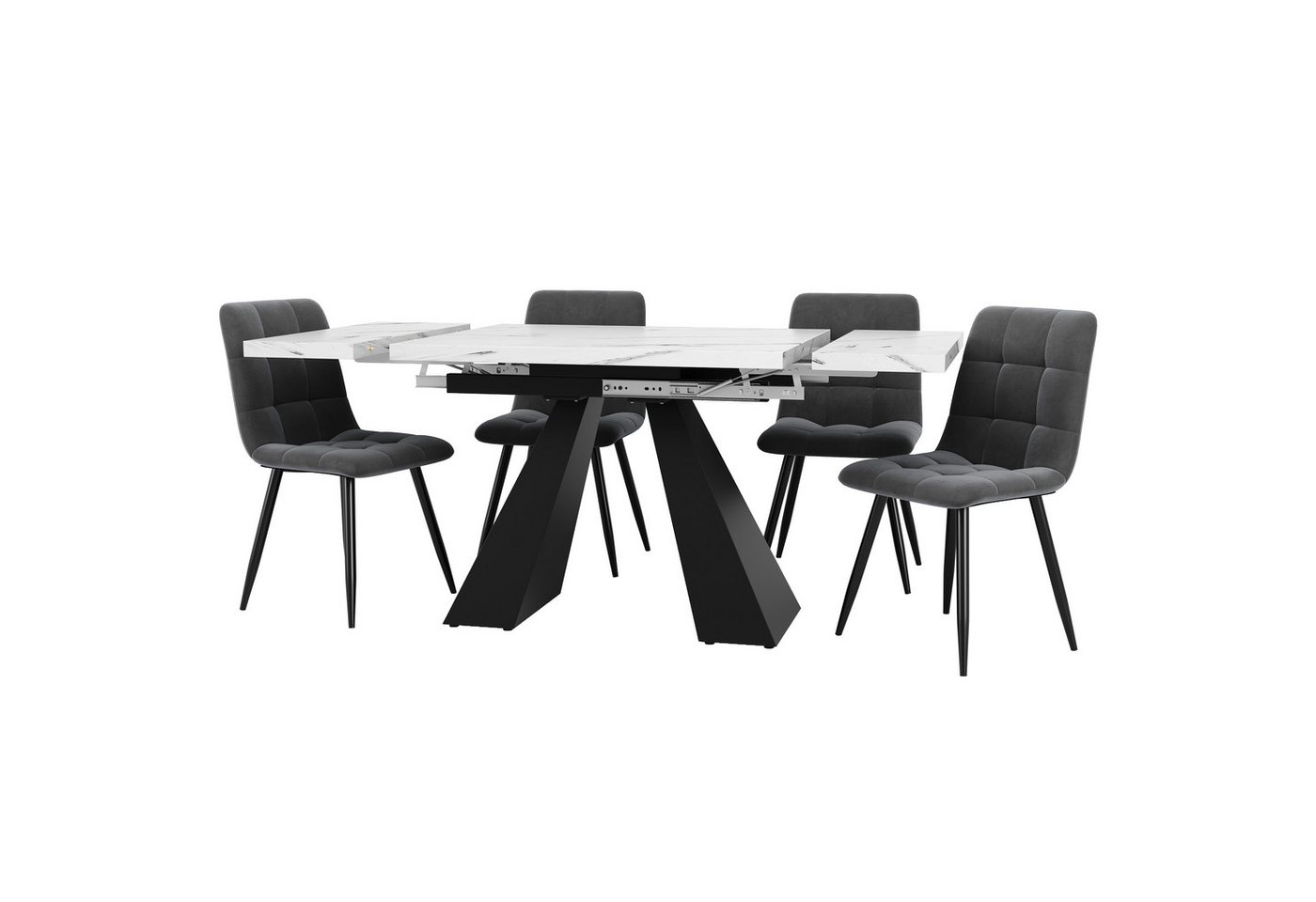 Gotagee Esszimmer-Set Essgruppe 5-tlg 160×80×75cm Esstisch-Set Ausziehbares Esstischset, Esstisch mit Säulenfüßen. Gotagee Esszimmer-Set Essgruppe 5-tlg 160×80×75cm Esstisch-Set Ausziehbares Esstischset, Esstisch mit Säulenfüßen. von Gotagee