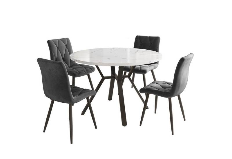 Gotagee Esszimmer-Set Esstisch-Set 5-teilig rund Tisch 100cm mit Metallbeinen und 4 Stühle Gotagee Esszimmer-Set Esstisch-Set 5-teilig rund Tisch 100cm mit Metallbeinen und 4 Stühle von Gotagee