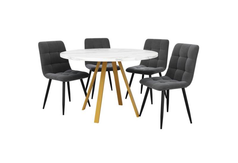 Gotagee Esszimmer-Set Esstisch-Set 5-teilig runder Esstisch 80x80x75 cm mit 4 Samtstühlen, für 4 Personen. Gotagee Esszimmer-Set Esstisch-Set 5-teilig runder Esstisch 80x80x75 cm mit 4 Samtstühlen, für 4 Personen. von Gotagee
