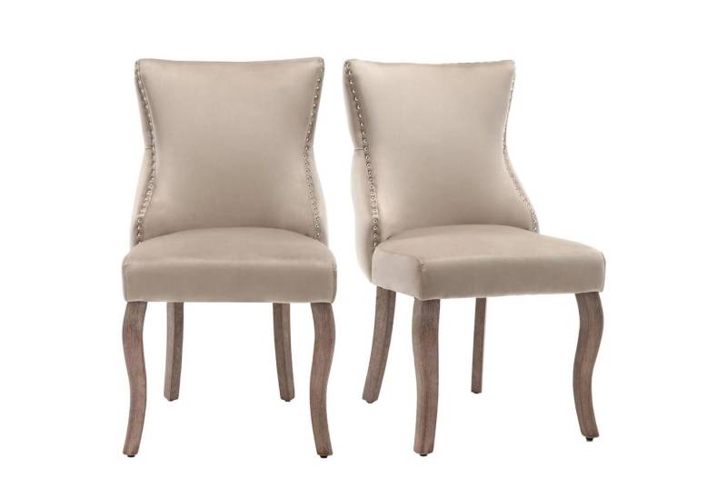 Gotagee Esszimmerstuhl Einzelstuhl Beige Wohnzimmerstuhl Stuhlset Polsterstuhl Samt von Gotagee