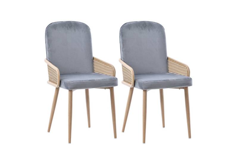 Gotagee Esszimmerstuhl Samt Rattan-Design Wohnzimmer Schlafzimmer Metallbeinen von Gotagee