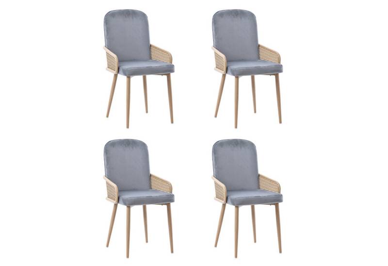 Gotagee Esszimmerstuhl Samt Rattan-Design Wohnzimmer Schlafzimmer Metallbeinen von Gotagee