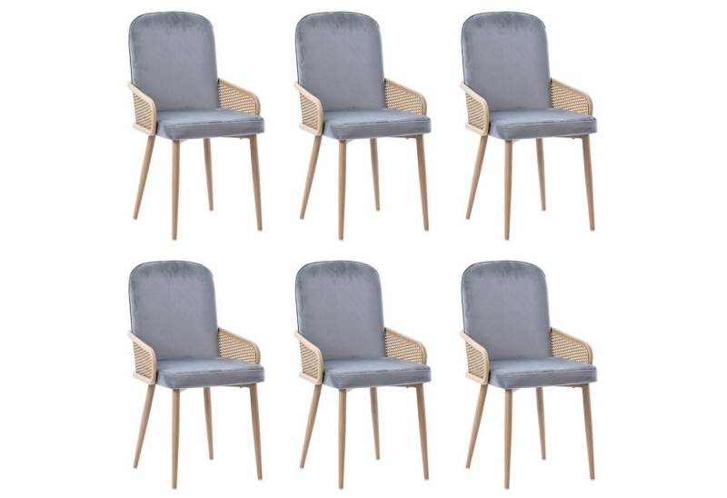 Gotagee Esszimmerstuhl Samt Rattan-Design Wohnzimmer Schlafzimmer Metallbeinen von Gotagee