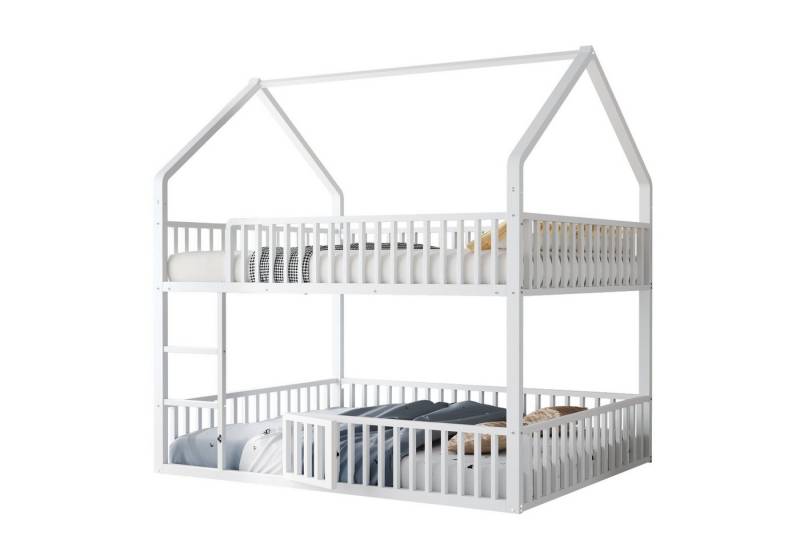 Gotagee Etagenbett Jugendbett 140x200cm Doppelbett Metallbett Modern Kinder-Familienbett, mit Treppe, Loft-Design von Gotagee