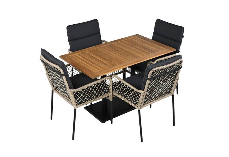 Gotagee Gartenlounge-Set 5-teiliges Esstisch und Stuhlset Gartensitzgruppe Gartenmöbel Stuhlset, geeignet für Mahlzeiten im Hinterhof und auf der Gartenter von Gotagee