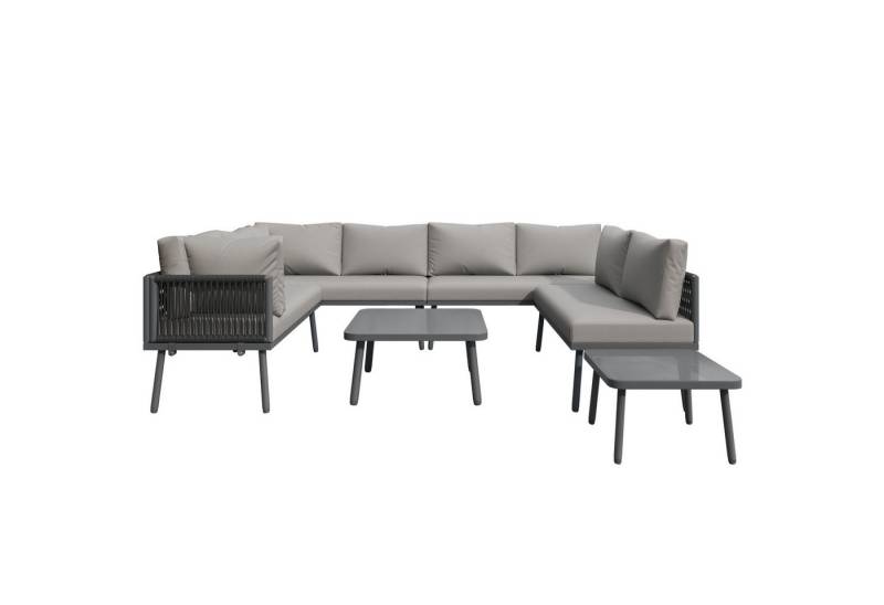 Gotagee Gartenlounge-Set Eisen Garten Loungesessel Set U-förmiges Gartenmöbel Set Balkon Möbel, Bietet Platz für bis zu 8 Personen. von Gotagee