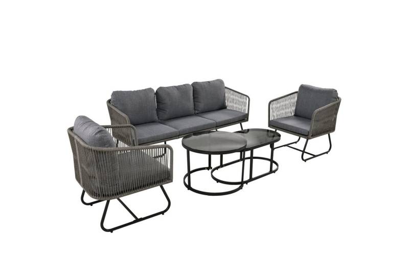 Gotagee Gartenlounge-Set Garten-Lounge-Set Gartenmöbel-Set 5er-Set inklusive aller Rückenkissen, Tischplatte aus glattem Glas verstellbare Füße von Gotagee