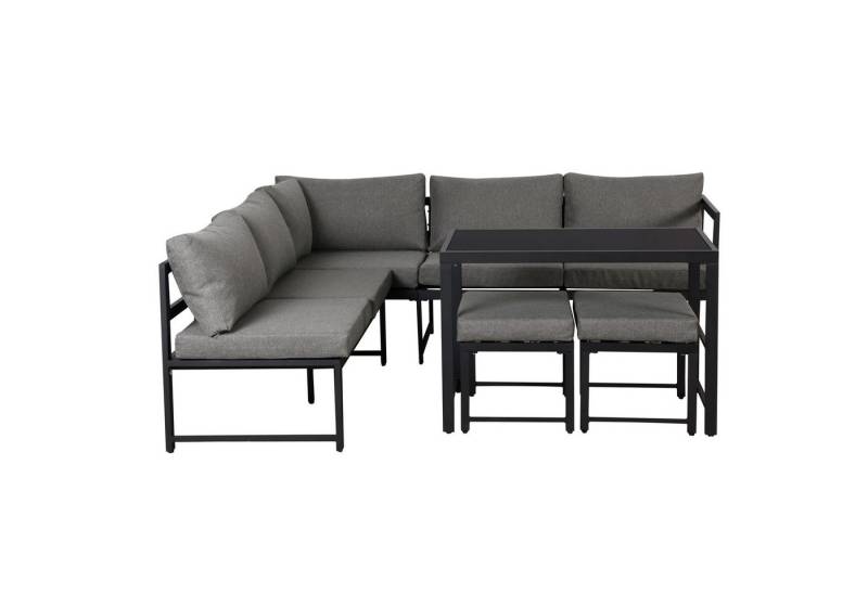 Gotagee Gartenlounge-Set Garten Loungesessel Set grau Gartenmöbelset mit Liegefunktion modern, Aluminium Sitzgruppe für Gartenbalkon4-fach verstellbarer Rückenlehne von Gotagee