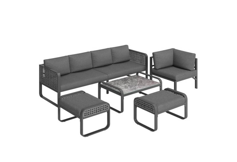 Gotagee Gartenlounge-Set Gartenmöbelset Rattan-Möbel-Set Gartenmöbelset Modischumweltfreundlich, Ecksofa mit verzinktem Eisengestell, verstellbare Beine. von Gotagee