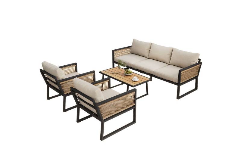 Gotagee Gartenlounge-Set Loungesessel Set Garten-Essgruppe Sitzgruppe Beige Gartenmöbel-Set von Gotagee