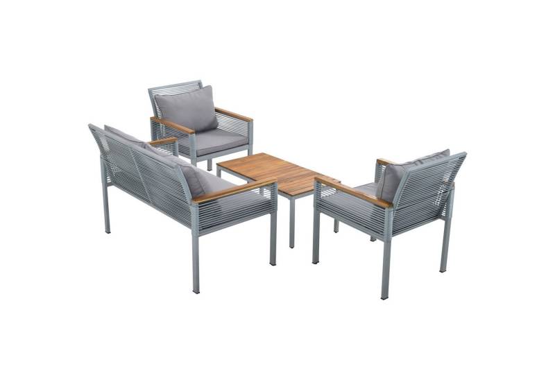 Gotagee Gartenlounge-Set Sitzgruppe Gartenmöbel-Set Outdoor Tische und Stühle Rattan-Optik, Doppelsofa,2 Sessel und Tisch von Gotagee