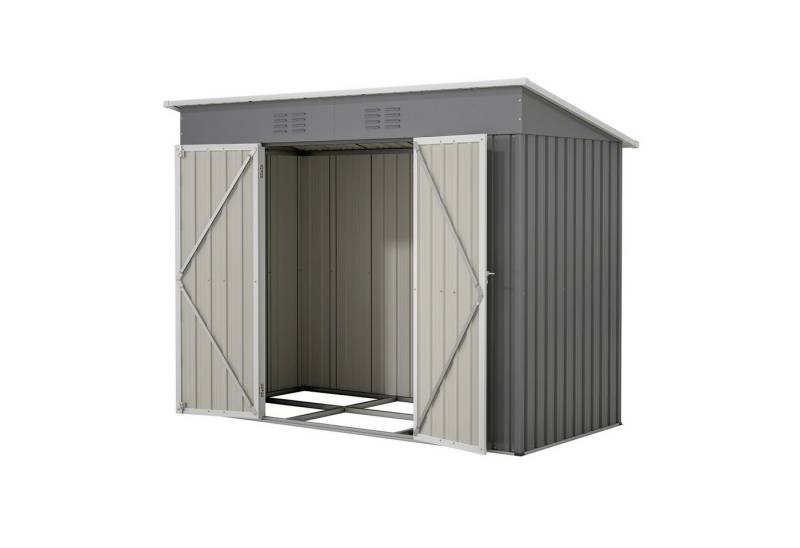 Gotagee Gerätehaus 8x4 FT Metall Gerätehaus Inkl. Metallfundament (ohne Boden), wetterfest Gartenschuppen für Outdoor Garten Terrasse, Grau von Gotagee