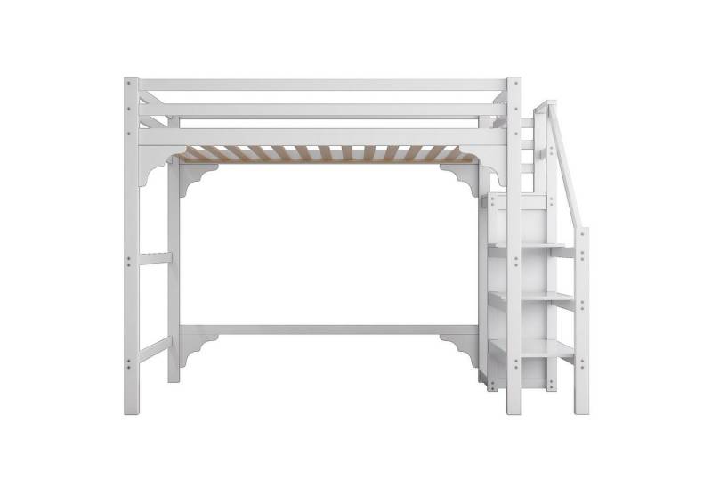 Gotagee Hochbett 140x200cm Modern Doppelbett Bett mit Kleiderschrank Jugendbett Weiß von Gotagee