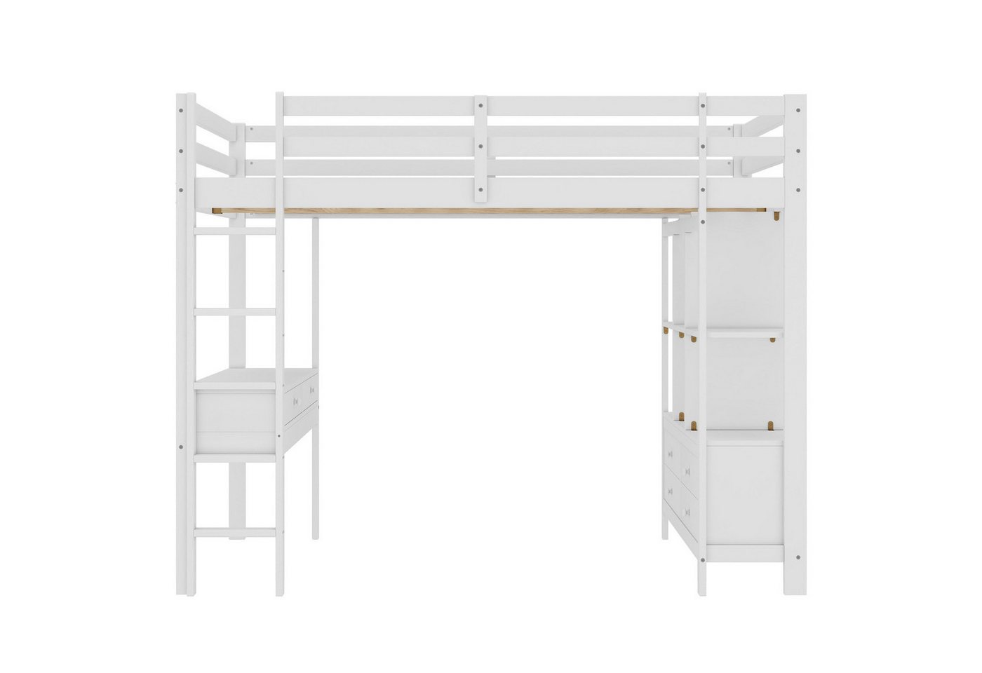 Gotagee Hochbett 140x200cm Kinderhochbett Gästebett Einzelbett Massivholzbett weiß mit Stauraumschubladen und Unterbettschreibtisch Gotagee Hochbett 140x200cm Kinderhochbett Gästebett Einzelbett Massivholzbett weiß mit Stauraumschubladen und Unterbettschreibtisch von Gotagee