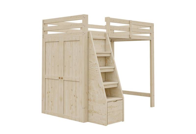 Gotagee Hochbett Einzelbett Kinderbett Multifunktionsbett mit Treppensteigen Lagerung von Gotagee