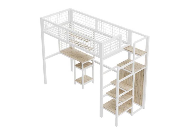 Gotagee Hochbett Einzelbett Kinderbett mit Sicherheitsleiter Kleiderschrank Tabelle von Gotagee