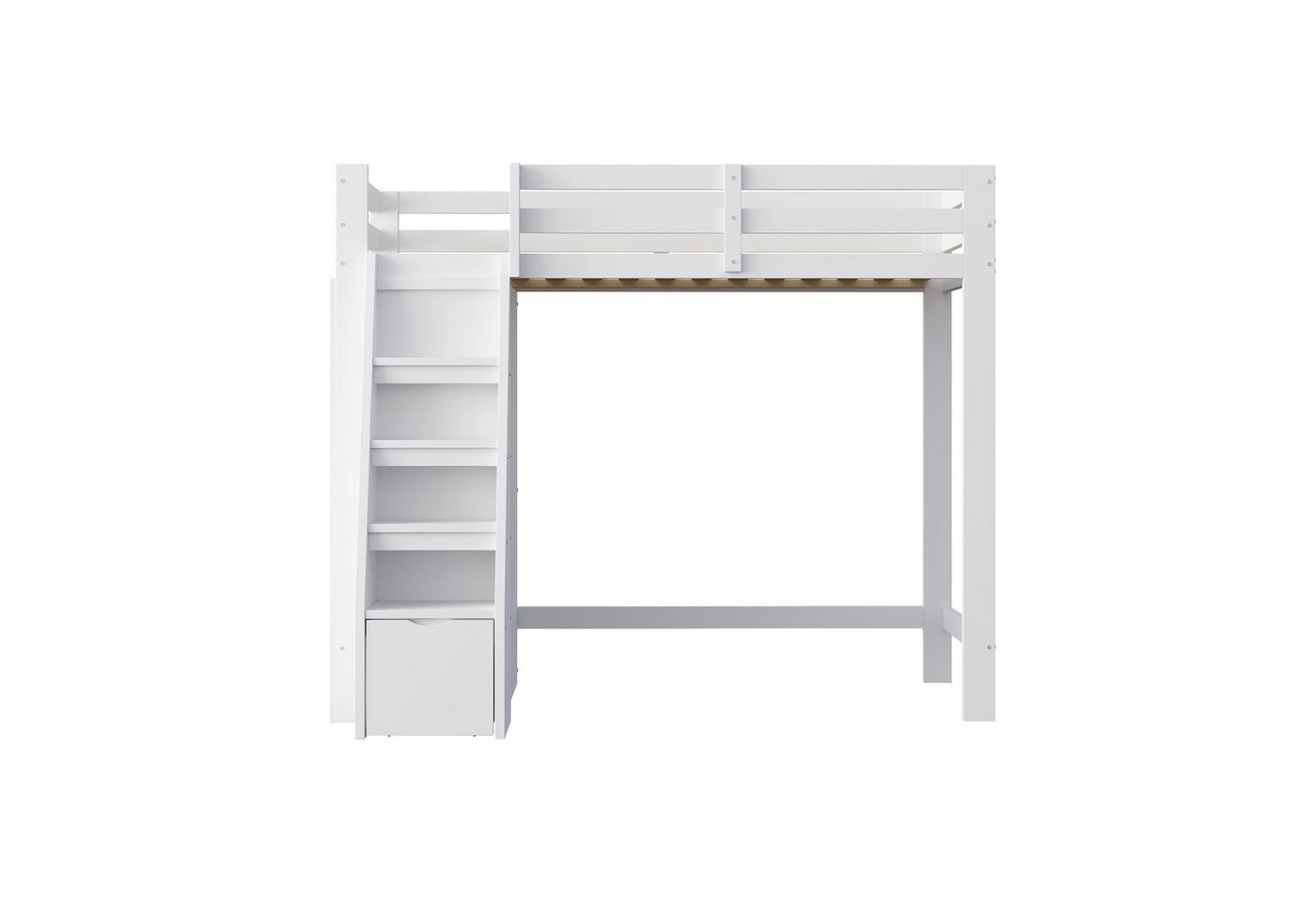 Gotagee Hochbett Hochbett 90x200 cm mit Stauraum-Sicherheitsleiter und Kleiderschrank ein Kleiderschrank. von Gotagee