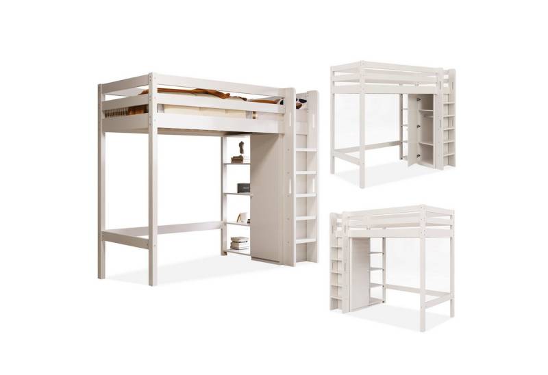 Gotagee Hochbett Kinderbett 90x200cm Einzelbett Multifunktionsbett mit Kleiderschrank von Gotagee